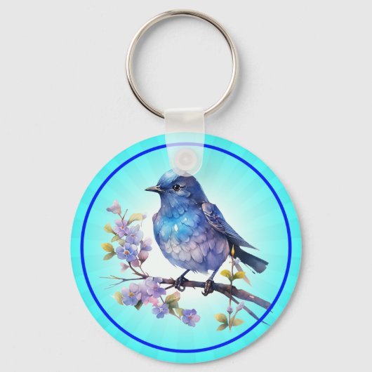 妖精の鳥の花 水彩クリップアート-73611 キーホルダー (正面)