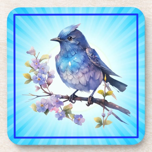 妖精の鳥の花 水彩クリップアート-73611 コースター (正面)