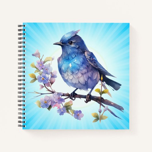 妖精の鳥の花 水彩クリップアート-73611 ノートブック (正面)