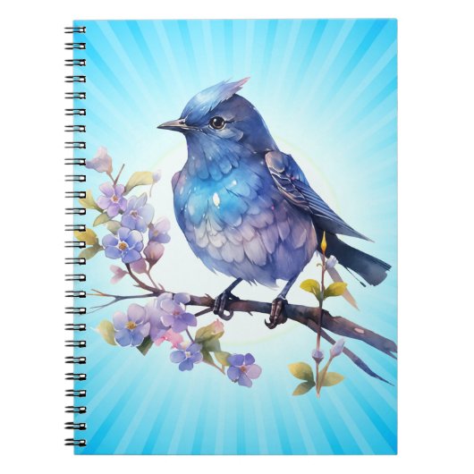 妖精の鳥の花 水彩クリップアート-73611 ノートブック (正面)
