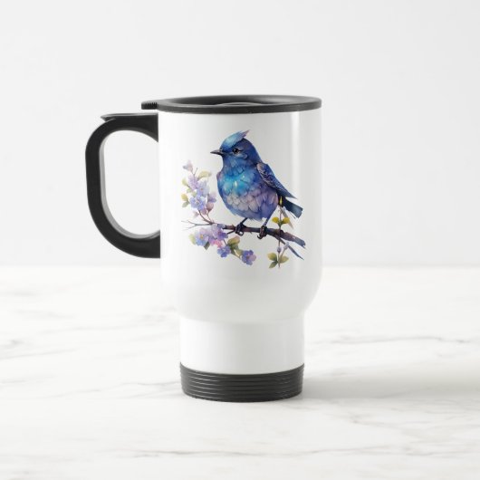 妖精の鳥 花 水彩 クリップアート-73611 トラベルマグ (左)
