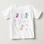 妖精の１歳の誕生日の女の子 ベビーTシャツ (正面)