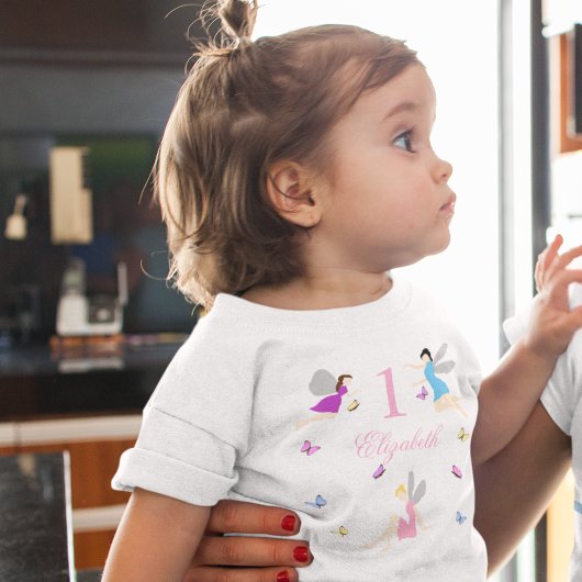妖精の１歳の誕生日の女の子 ベビーTシャツ