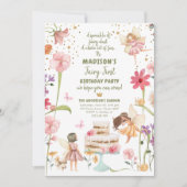 妖精の1歳の誕生日ガール 1st フェアリー フォレスト マジカル 招待状 (正面)