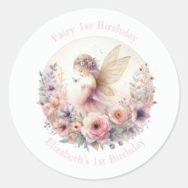 妖精の1歳の誕生日パーティーファーバー ラウンドシール