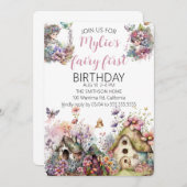 妖精の1歳の誕生日パーティー 招待状 (正面/裏面)