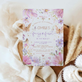 妖精の1歳誕生日ガール招待状 招待状