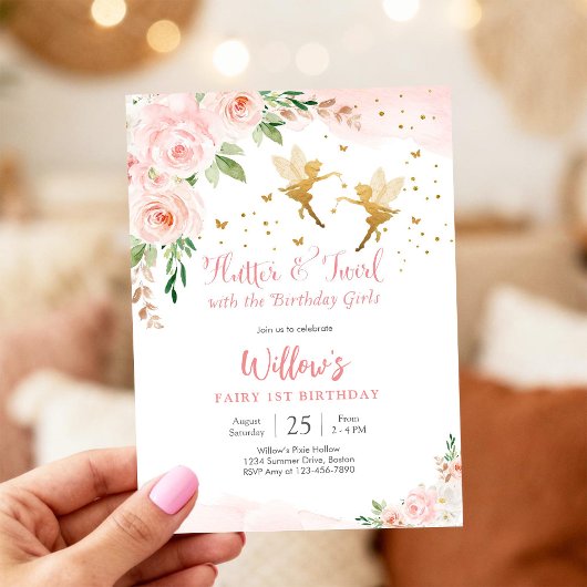 妖精の1歳誕生日招待状 招待状