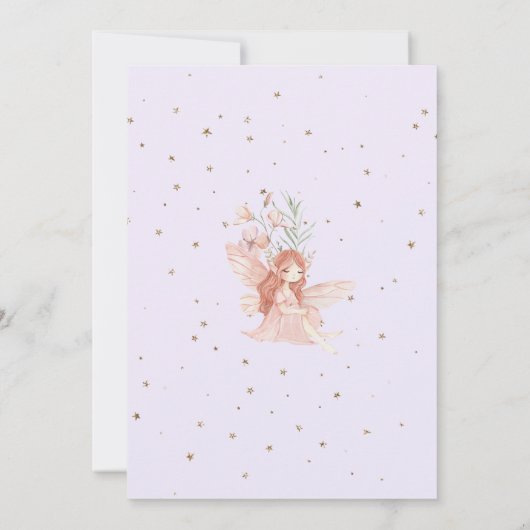 妖精の1歳誕生日 ファンシーガーデン パープル 招待状 (裏面)