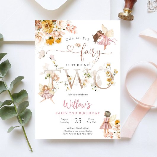 妖精の2歳誕生日パーティー招待状 招待状