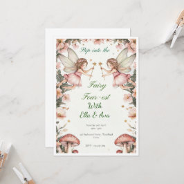 妖精の4番目の誕生日招待状 – 編集可能ツイン 招待状