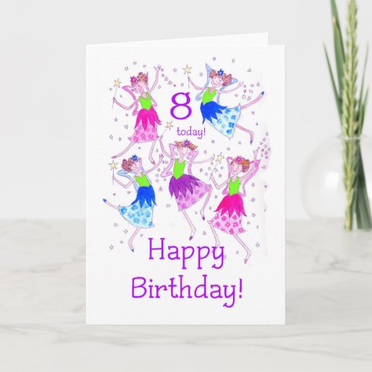 妖精の8歳の誕生日カード カード (正面)