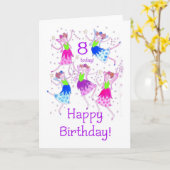 妖精の8歳の誕生日カード カード (黄色い花)