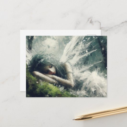 妖精は森の苔むした畑で眠っていた ポストカード (正面/裏面インサイチュ)