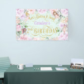 妖精をテーマにした女の子2nd誕生日パーティー背景禁止 横断幕 (トレードショー)