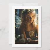 妖精をテーマにした花のピンクと金の誕生日パーティー 招待状 (裏面)