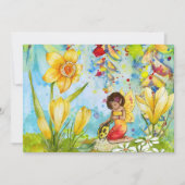 妖精アート水の色の女の子の誕生日パーティー 招待状 (正面)