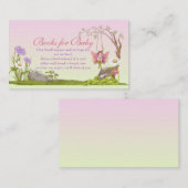 妖精イラストベビーシャワー"ベビーのための本" エンクロージャーカード (正面/裏面)