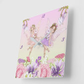 妖精イラストレーション子供部屋時計 スクエア壁時計 (傾斜)