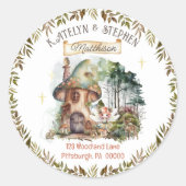 妖精ウッドランドアニマルズキノコ差出人住所 ラウンドシール (正面)