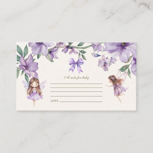 妖精ウッドランド女の子ベビーシャワーベビー用メモ エンクロージャーカード (正面)