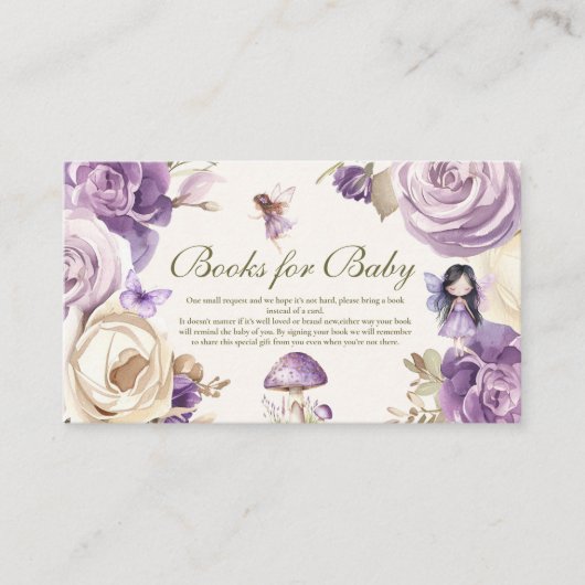 妖精ウッドランド女の子ベビーシャワー本ベビー エンクロージャーカード (正面)