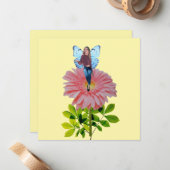 妖精オンピンクデイジーノートカード ノートカード (正面/裏面インサイチュ)