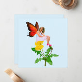 妖精オンホワイトダンデリオンノートカード ノートカード (正面/裏面インサイチュ)