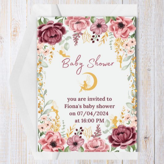 妖精ガールベビーシャワーフラワーガーデン招待状 招待状