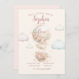 妖精ガールホットエアバルーンファースト誕生日 招待状