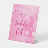 妖精キノコと花の赤ちゃんシャワーテーブル番号 台座サイン (正面)