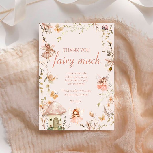 妖精キノココテージボホウォーター色誕生日 サンキューカード