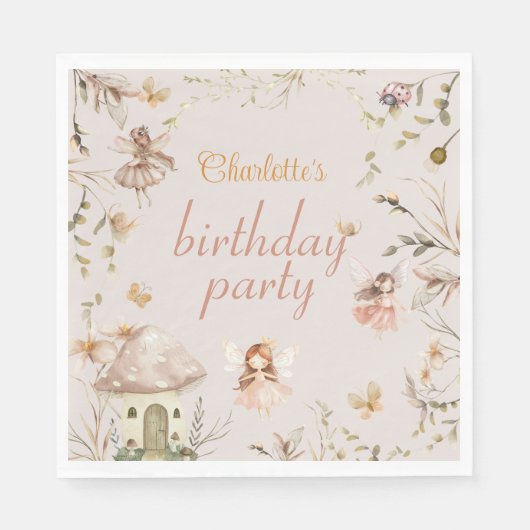 妖精キノココテージボホウォーター色誕生日 スタンダードランチョンナプキン (正面)