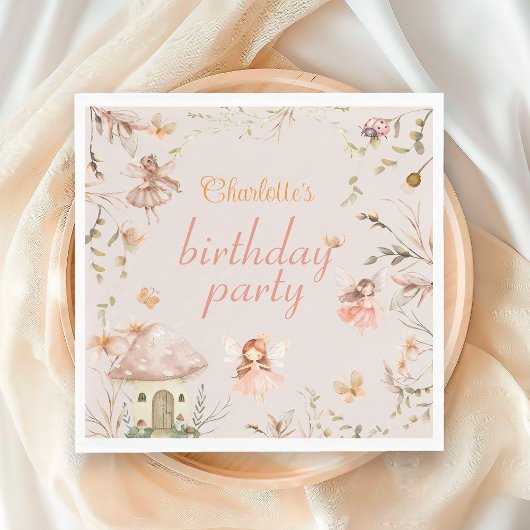 妖精キノココテージボホウォーター色誕生日 スタンダードランチョンナプキン