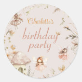 妖精キノココテージボホウォーター色誕生日 ラウンドシール (正面)