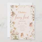 妖精キノココテージボホウォーター色誕生日 招待状 (正面)