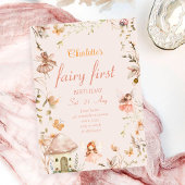 妖精キノココテージボホウォーター色誕生日 招待状