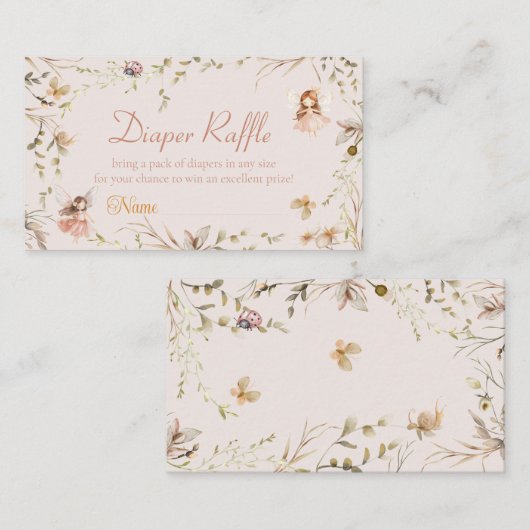 妖精キノココテージボホベイビーシャワーラッフル エンクロージャーカード (正面/裏面)