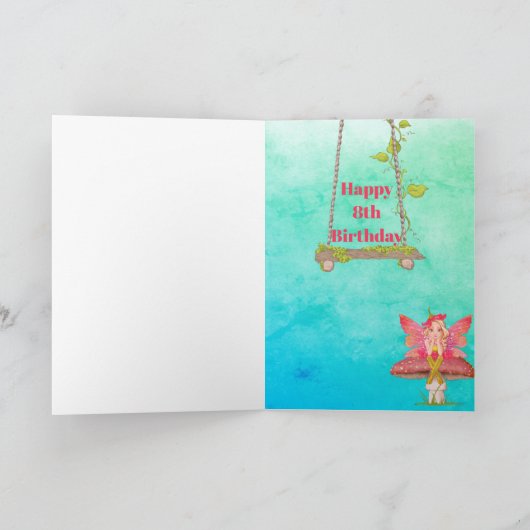 妖精キノコファンタジーかわいい青い金ゴールドエージカード カード (内部)