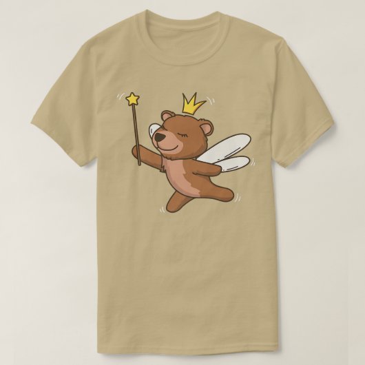 妖精グリズリーベアーワイルドライフ神秘的な動物の妖精 Tシャツ (デザイン正面)