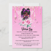 妖精グリッターアフリカ系アメリカ人の女の子ピンクの誕生日 招待状 (正面)