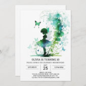 妖精コアプリンセス誕生日お祝い 招待状 (正面/裏面)