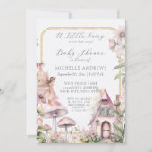 妖精コテージフローラキノコ女の子ベビーシャワー 招待状 (正面)