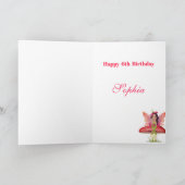 妖精テーマガールダークヘアピンクチャイルドエイジ誕生日 カード (内部)