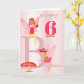 妖精テーマガールピンク金ゴールドチャイルドパーソナルエイジ カード (黄色い花)