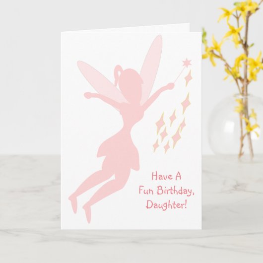 妖精デザインパーソナライズされたドーター誕生日 カード (黄色い花)