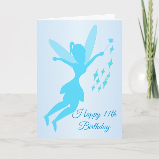 妖精デザインパーソナライズされた11誕生日 カード (正面)
