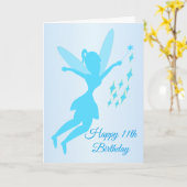 妖精デザインパーソナライズされた11誕生日 カード (黄色い花)