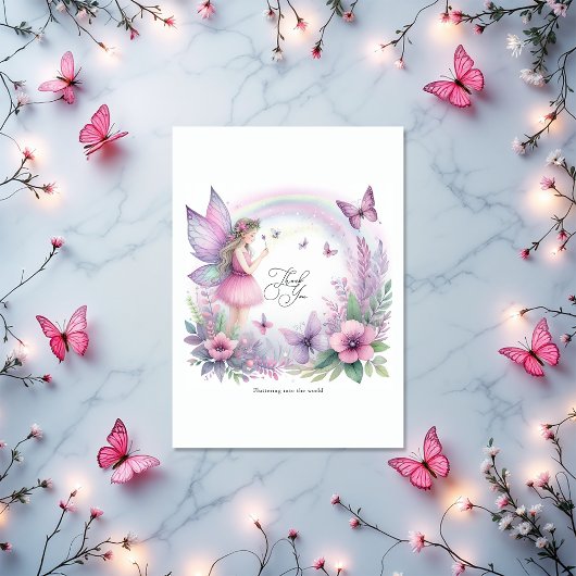 妖精バタフライガーデンフラッターラブベビーシャワー サンキューカード