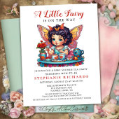妖精バタフライティーレッドローズベビーシャワー引用文 招待状